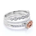 thumbnail image 2 of Dazzling Art Deco 2.50 Carat Oval Cut Morganite And Diamond Moissanite Unique Engagement Ring, Wedding Ring, Two Matching Band in 925 Sterling Silver With 18k White Gold Plating Gift For Woman, 2 of 3