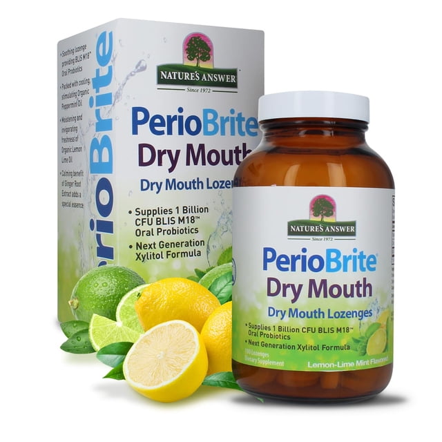 Pastillas para chupar Nature's Answer Periobrite para la boca seca, 100% sin alcohol
