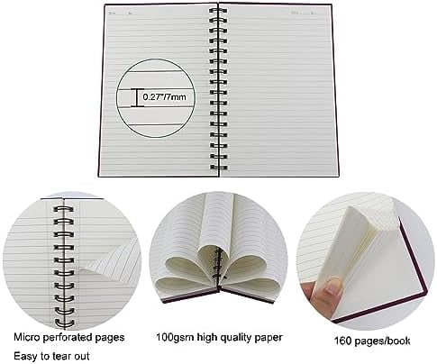 Spiral Notebook Journal,4 Pack A5 Hardcover Spiral Notebooks,5.7" x 8.5",160 Pages,100gsm Paper,College Ruled Journals for Study and Notes (Red, Green,Blue,Grey)