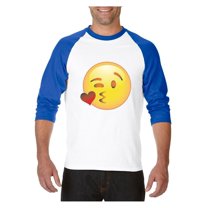 MmF - Mens Raglan Sleeve Baseball T-Shirts, up to Size 3XL - Emoji Winky Face