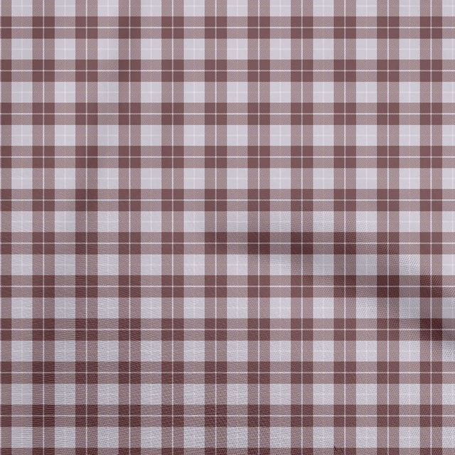 oneOone Velvet Brown Fabric Check Sewing Material Print Fabric By The Yard 58 Inch Wide