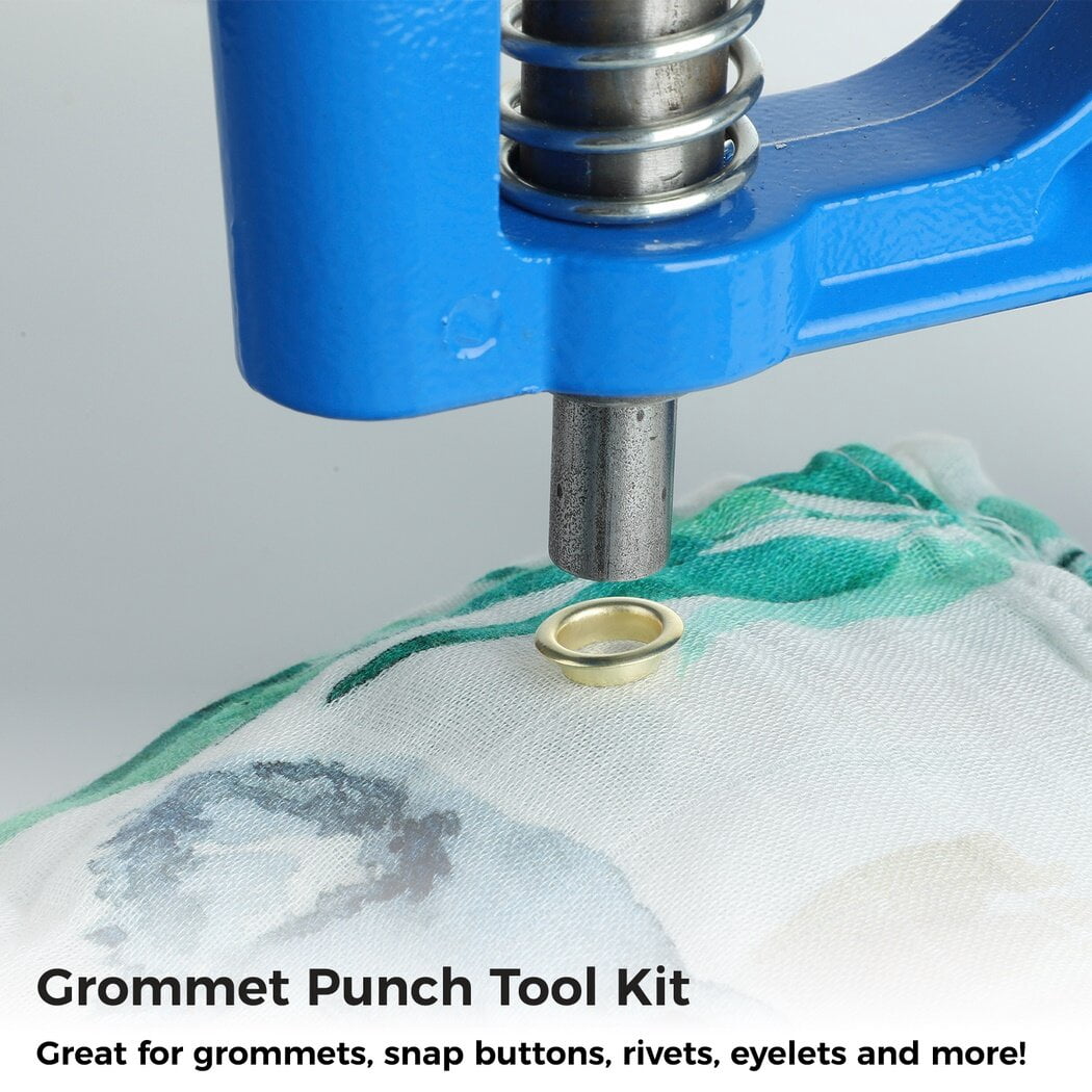 Hand Press Grommet Eyelet Puncher, Heavy Duty Hand Press Eyelet Grommet Machine Punch Tool Kit with 3000 Grommets for Banners Signs Clothing Curtains