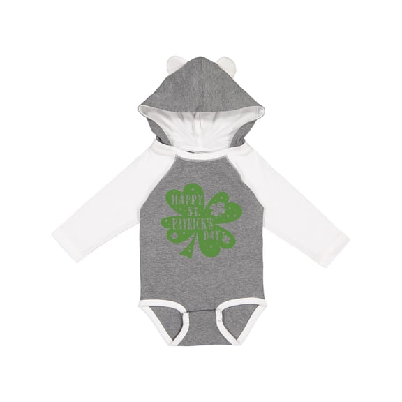 Inktastic Happy St. Patrick's Day Shamrock in Green Boys or Girls Long Sleeve Baby Bodysuit