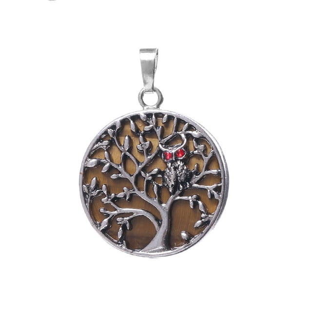 Colliers et Pendentifs Ancien Arbre Creux de Vie de Couleur Argent Rond Femmes Hommes