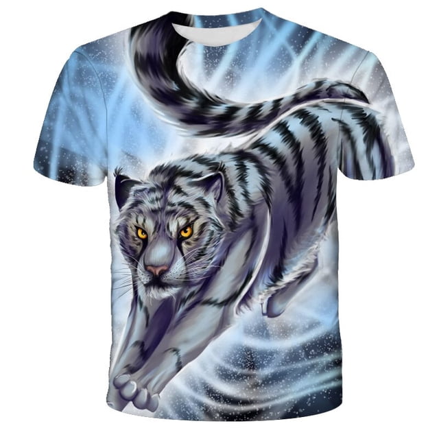 Summer Boys T-shirt Animal Lion graphic t shirts Children Fashion Casual Tops Tee harajuku 3D Printing streetwear Girls T-shirts4T Gong Bohan LED