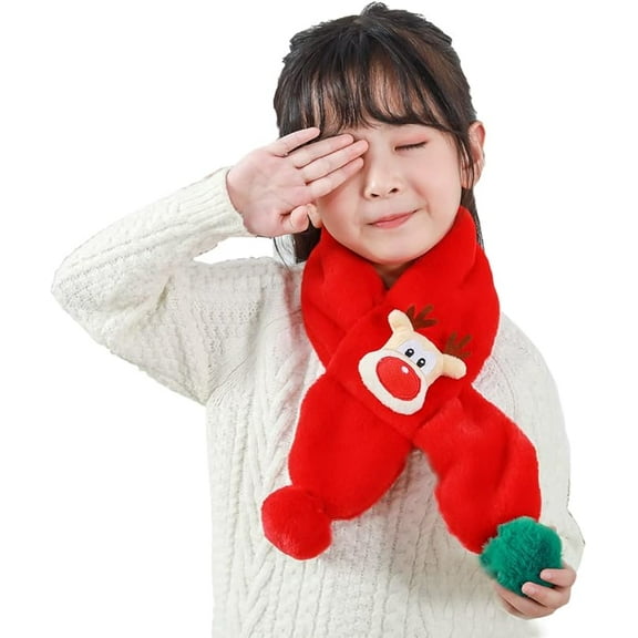 Girls & Boys Plush Warm Scarf Cute Deer Outdoor Neck Winter Scarf for Child Aged 1-7