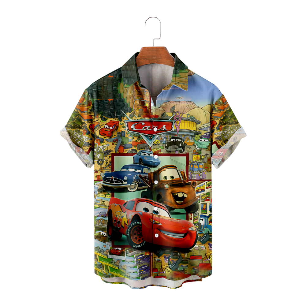 Cars theme Shirt Soft Front Buttons Tee Tops for summer with Chest ...