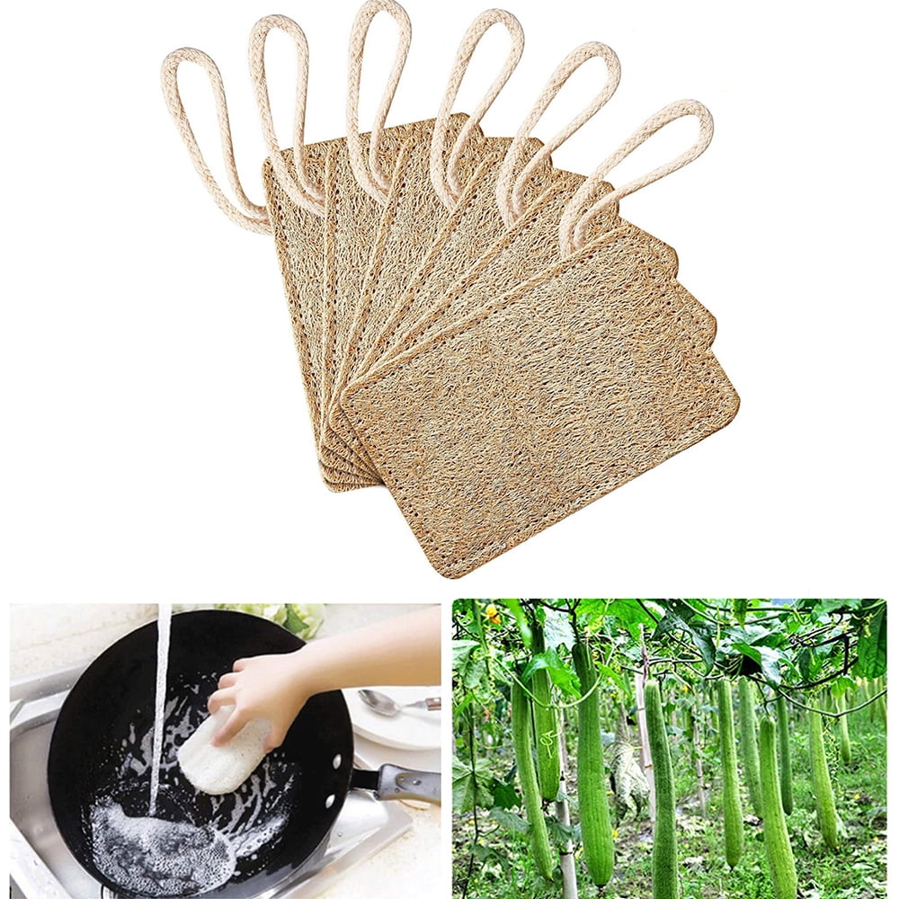 Loofah Fiber Kitchen Sponge Set Handmade with Linen, Great for Washing  Dishes, Cleaning Countertops with Durable Compostable Materials