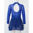 thumbnail image 3 of Sxiwei Kids Girls Long Sleeve Mesh Splice Figure Skating Dress with Rhinestone Keyhole Back Gymnastic Royal Blue 16, 3 of 6