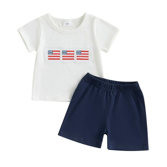 Xudanell Baby Girl Boy Fourth of July Clothes Toddler Kids 4th of July Outfits Baby American Flag Memorial Day Outfit (White, 3-4 Years)