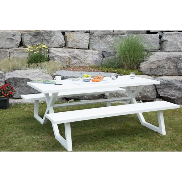 Table de pique-nique banquet de luxe Vivere de l'aluminium à 8 places en blanc