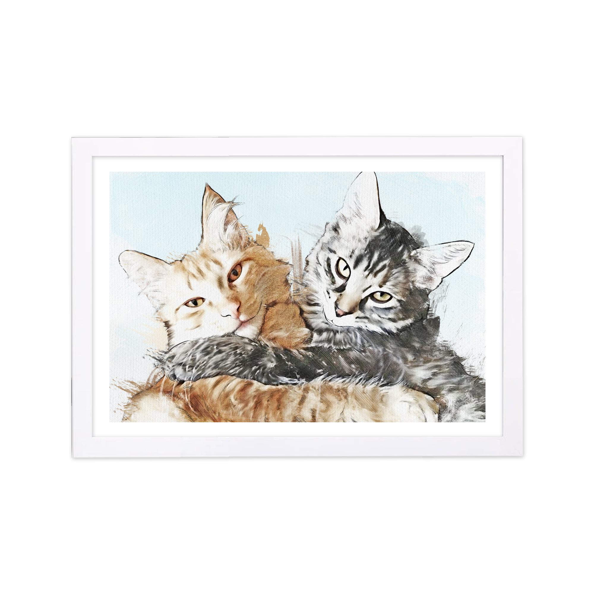 Wynwood Studio Animals Framed Wall Art Prints 'Friends for Life Print' Cats  and Kitties Home Décor - Brown, Black, 19