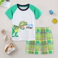 thumbnail image 2 of TOWED22 Toddler Boy Outfits Dinosaur Graphic Print Crewneck Short Sleeve Tee Top Casual Shorts 2 Pieces Summer Clothes(Green,4-5 Y), 2 of 9