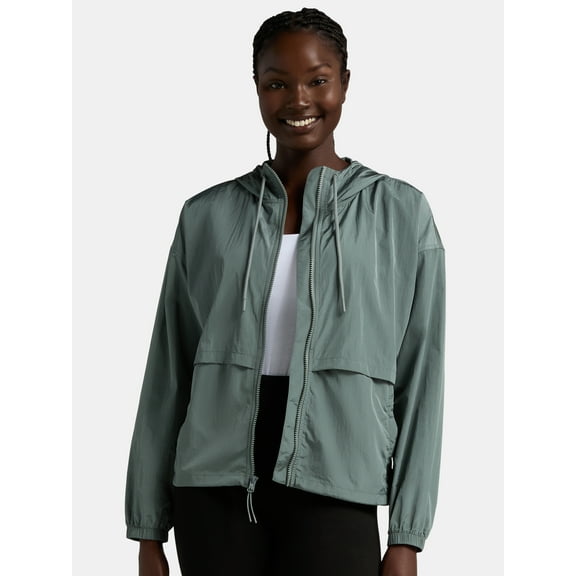 Athletic Works Women's Zip Front Windbreaker Jacket, Size XS-XXXL