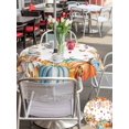 thumbnail image 4 of Outdoor Tablecloth with Umbrella Hole and Zipper, Orange Thanksgiving Fall Round Table Cloth 60 Inch Waterproof Tablecloth, Orange Blue Pumpkins Botanical Picnic Table Cover for Patio Camping, 4 of 7