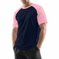thumbnail image 4 of Nestiefly T -Shirts for Men Short Sleeve Crewneck Comfy Beach T-Shirts Basic Raglan Sleeve Soft Muscle Shirts Light pink 2XL, 4 of 7
