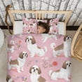 thumbnail image 3 of Shih Tzu Dogs and Flowers Duvet Cover and Pillowcase Set for Single Bedding, Bedroom Accessories for Kids Teens, 3 of 5