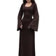 thumbnail image 1 of Vestido de Punto Acanalado para Mujer, Acampanada, Ajustado, Holgado e Informal. Marrón S, 1 of 8