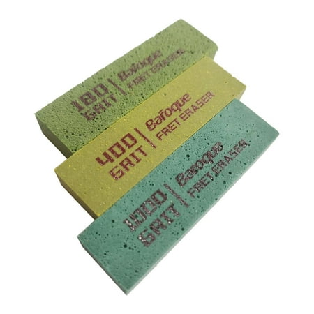 Guitar Fret Polishing Erasers Abraisive Rubber blocks for Polishing Fret Wire 180 Grit & 400 Grit &1000 Grit Set of 3pcs Guitar Maintain Tool Kits