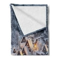 thumbnail image 2 of Winter Soft Flannel Fleece Throw Blanket, Shirakawago Historical Village Under Snow Gifu Chubu Region Japan Image, Cozy Plush for Indoor and Outdoor Use, 60" x 80", White Brown Black, by Ambesonne, 2 of 5