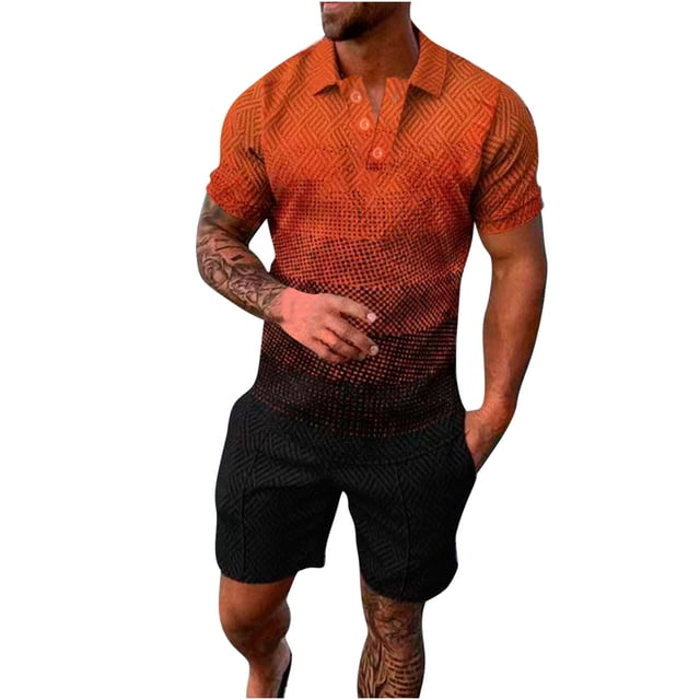 Birdeem Survêtements pour Hommes 2 Pcs Ensembles d'Été Courts Tenues Chemise Mode Décontractée Manches Courtes et Ensemble de Shorts Ensemble Manches Courtes Col Rabattu