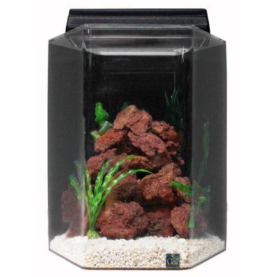 SeaClear 20 gal Deluxe Hexagon Acrylic Aquarium Combo Set, 15 by 15 by 24", Clear
