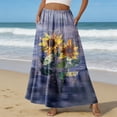 thumbnail image 2 of Floral Maxi Skirt for Women Elastic Waist Flowy Tiered Long Skirt with Pockets Beach Skirts Vacation Outfits, 2 of 6