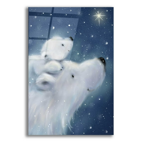 Epic Art 'Polar Bear And Cub 2' by Makiko, Acrylic Glass Wall Art, 16"x24"