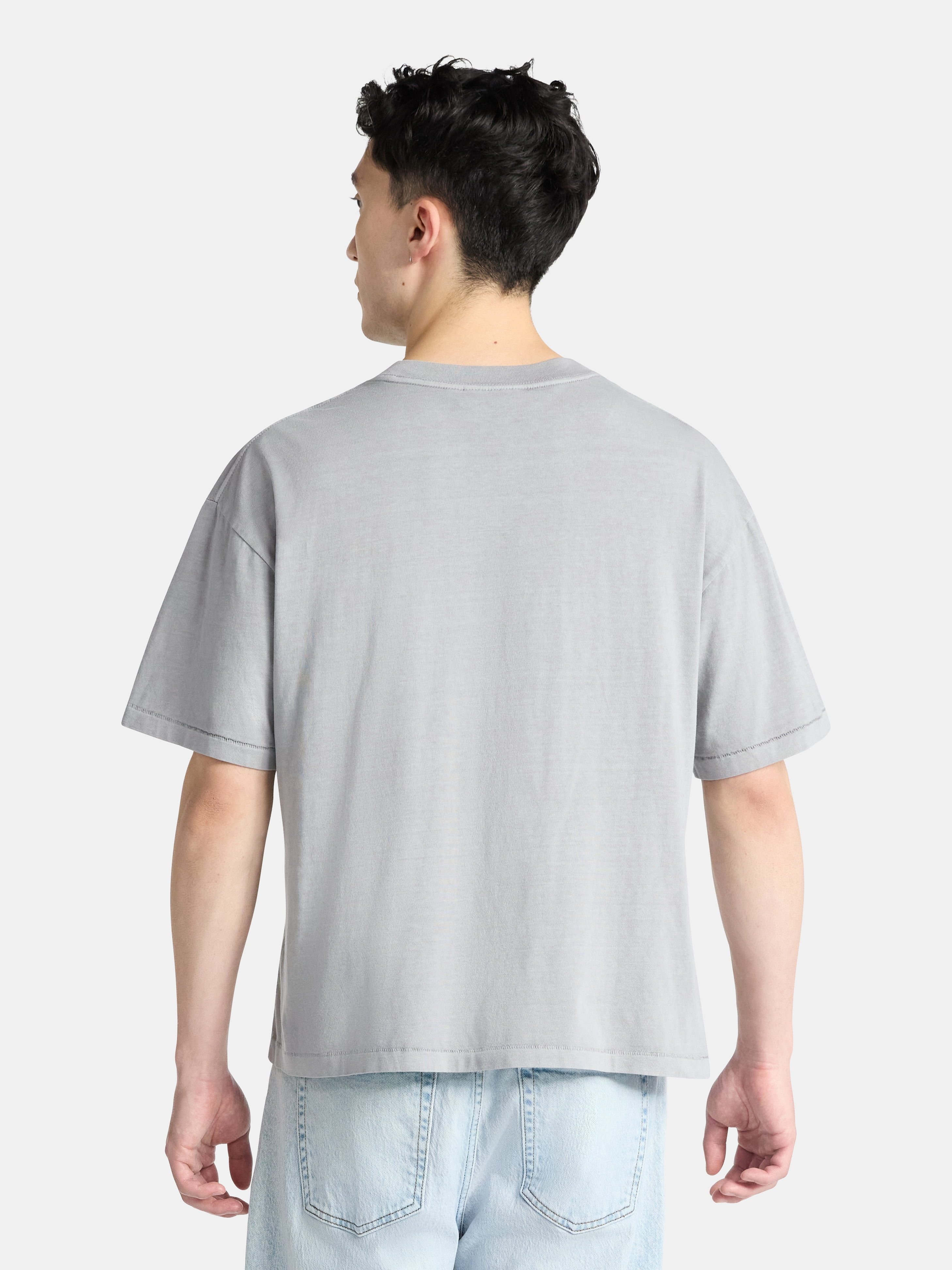 No Boundaries Oversized Boxy Fit Cropped Length New York City Graphic Tee Shirt, Men's & Big Men's, XS-5XL