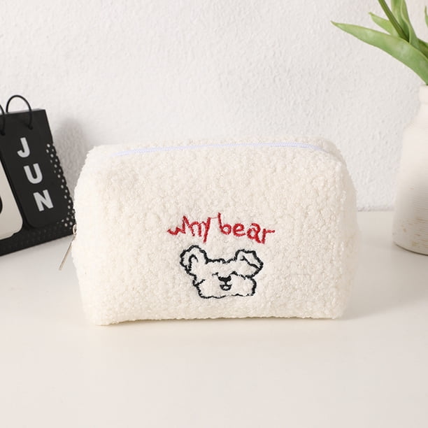Estuche para lápices, bolsa para lápices, bolsa para lápices, bolsa de maquillaje con diseño de oso y cordero, bolsa de almacenamiento de gran capacidad con forma de corazón para niña, estuche para lá