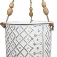 thumbnail image 4 of 6.25" x 8.25" Aaliyah Small Geometric Pattern Metal Indoor Hanging Planter with Jute Rope & Decorative Wood Beads, 4 of 6
