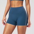 thumbnail image 5 of High Waist Yoga Shorts for Running Gym Fitness Seamless Tight Workout Bottoms with Scrunch Booty Lift and Control, M, Blue, 5 of 6
