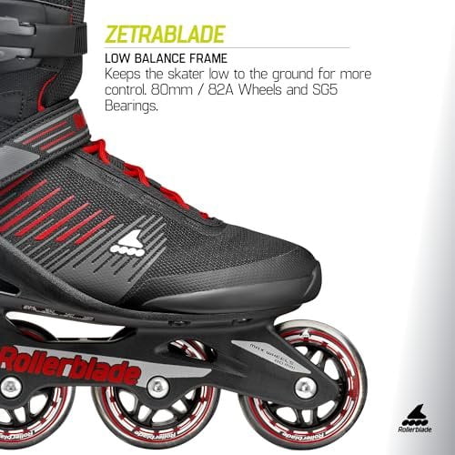 Rollerblade Zetrablade Men's Adult Fitness Inline Skate, Black and Red, Performance Inline Skates