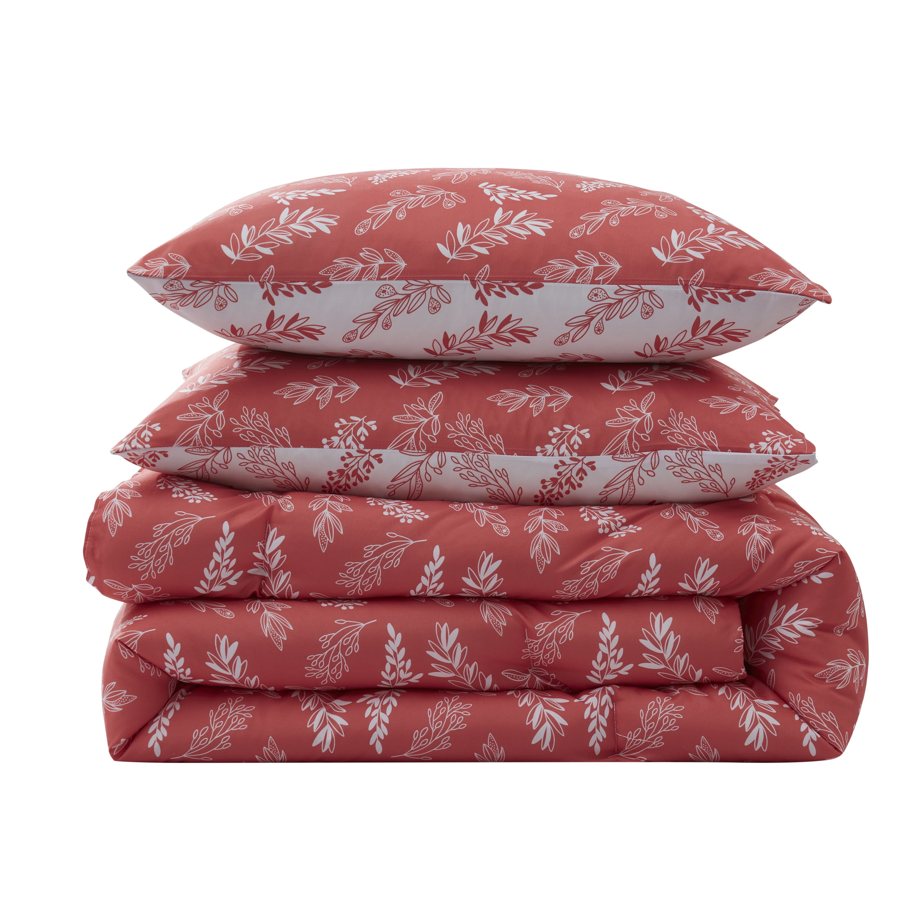 LammaLoe King Size Comforter Sets, 3 Piece Botanical Bed in a Bag, Reversible Bedding Comforter Set with Sheets, Modern Bed Set, Flamingo Pink/Cloudstone