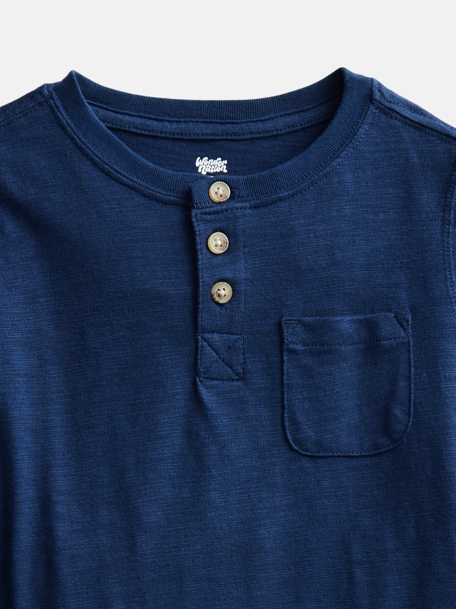 Wonder Nation Toddler Boys Cotton Henley Tee with Long Sleeves, Sizes 18M-5T