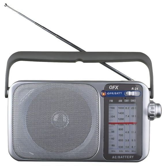 Qfx R-24 Retro Am/Fm/sw1 and Sw2 Silver Portable Radio