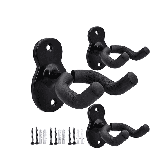 Guitar Wall Mount Hangers 3 Pack, Guitar Style Wall Holders Hooks Stands for Acoustic Electric Bass Classical Ukulele Guitars