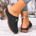 thumbnail image 4 of Women's Metal Buckle Mule Slides, Perforated Comfort Flat Shoes, Lightweight Casual Loafers for Indoor Outdoor and Summer Daily Activities，Black Size 39, 4 of 8