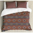 thumbnail image 1 of Mandala Duvet Cover Set King Size, Nature Inspired Floral Abstraction in Retro Colors Ornamental Petals, Decorative 3 Piece Bedding Set with 2 Pillow Shams, Orange Turquoise White, by Ambesonne, 1 of 3
