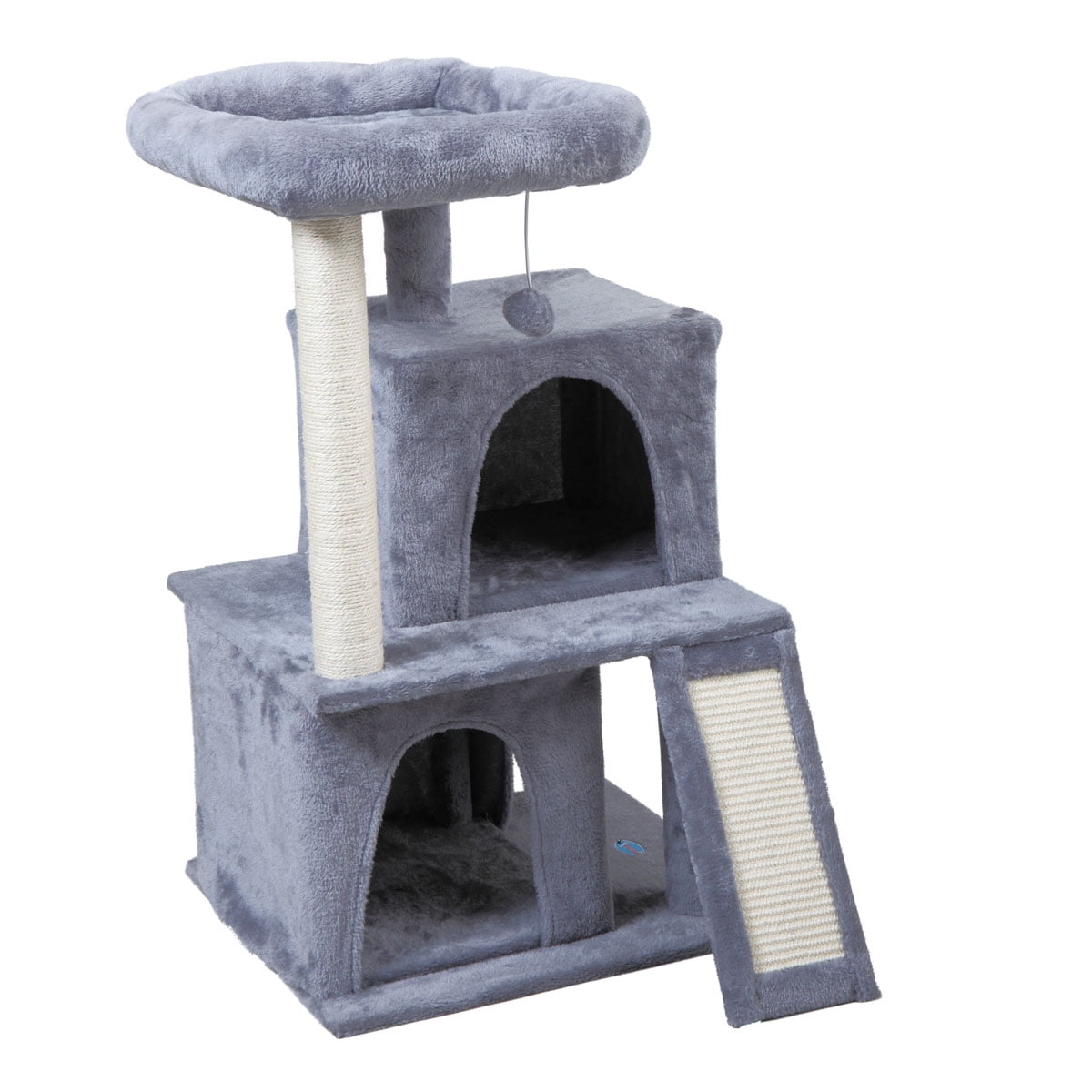 Jaxpety 34in Cat Tree & Condo Scratching Post Tower, Light Gray