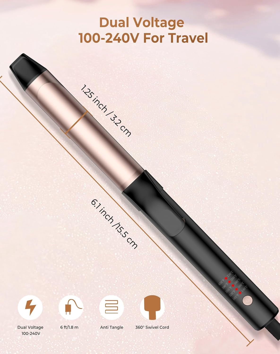 Scheri Rotating Curling Iron, Hair Curler Automatic Rotating, 30s Rapid Heating Automatic Curling Iron, Dual Voltage 110-240V, Time Saving Self Curling Hair Curler for Short Long Hair