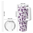 thumbnail image 4 of Sikiie Violets Flowers Insulated Stainless Water Bottle Lid Travel Mug Cup Insulated Tumblers Cup 40oz Ice Bully With Handle, 4 of 8