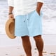thumbnail image 1 of Puntoco Pantalones Cortos De Hombre Con Bolsillos, Cintura Elástica, Pantalones Cortos Rectos, Pantalones Deportivos, Pantalones Cuartos, Azul Claro Xxxl, 1 of 6