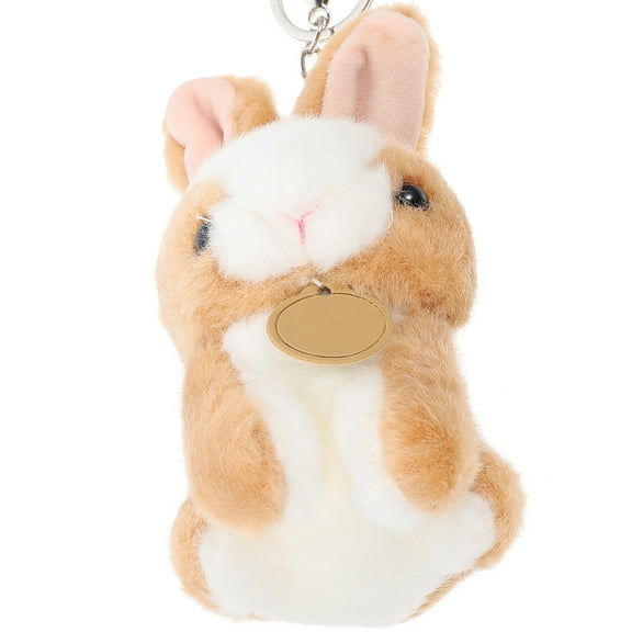 LULULION Stuffed Animal Keyring Plush Rabbit Keychain Everyday Use Brown 1Set