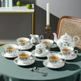 thumbnail image 3 of Tea Set 22-Piece Porcelain Ceramic Coffee Tea Gift Sets Cups Saucer Service for 6 Teapot Sugar Bowl Creamer Pitcher and Teaspoons, 3 of 9