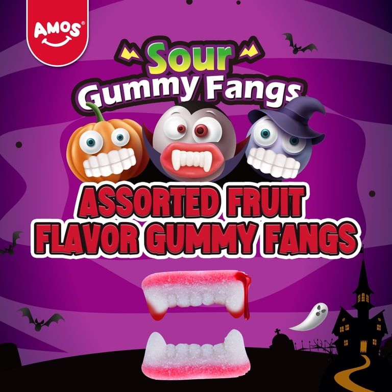 AMOS 4D Gummy Fangs Halloween Candy, Gummy Teeth Candy