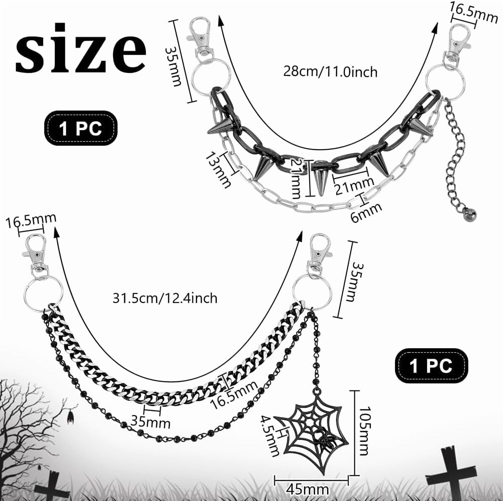 2 Styles Gothic Pants Chain 11~12.4 inch Spike Chain Chunky Jean