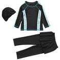 thumbnail image 1 of Sunnyoo Girls Full Cover Swimwear Long Sleeve Rash Guard Pants Hat Bathing Suit, Sizes 2-15, 1 of 7