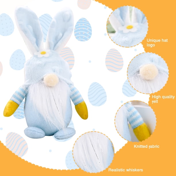 Conejito de Pascua Gnomo Muñeco de peluche Lindo elfo de primavera Enano Muñeca sin rostro Azul Ndcxsfigh Libre de BPA