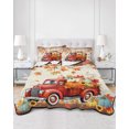 thumbnail image 2 of Twin XL Quilt Bedding Set, Boho Fall Red Truck Reversible Summer Quilt 3 Pieces, Thanksgiving Autumn Harvest Pumpkins Lightweight Bedspreads Coverlets with 2 Pillow Shams for All Seasons, 2 of 5